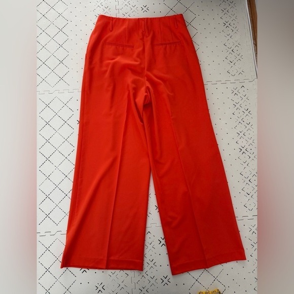 🌺one day sale Ann Taylor The Single Pleated Wide Leg Pant Size 8 Flame Azalea - Picture 9 of 9
